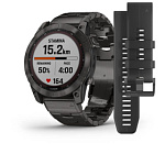 Garmin FENIX 7X Sapphire Solar титановый угольно-серый DLC с угольно-серым титановым DLC браслетом