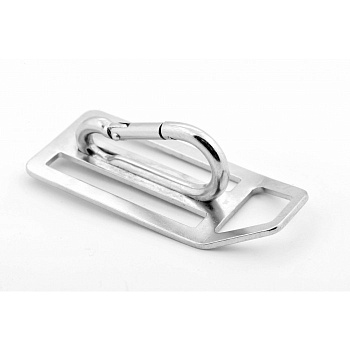 картинка Пряжка-стопор двухщелевая с полукольцом нерж. С карабином от магазина DivingWolf