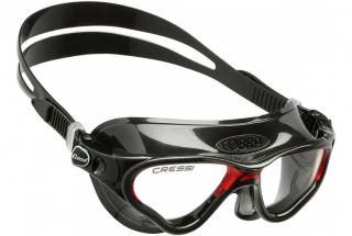 Очки COBRA черный силикон/прозрачные линзы/черно-красная рамка Cressi