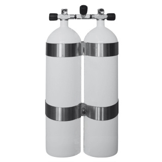 картинка Спарка для сжатого воздуха 15л+15л, BTS DIR, изолятор  плоское дно, 230bar, d204мм, белый от магазина DivingWolf