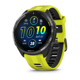 картинка Часы Garmin FORERUNNER 965 черные, темно-серый DLC титановый безель, с желто-черным ремешком от магазина DivingWolf