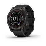 Garmin FENIX 7 Sapphire Solar титановый серый DLC с черным ремешком