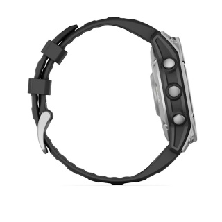 картинка Часы Garmin Fenix E, 47 мм, Amoled, Stainless Steel с черным силиконовым ремешком от магазина DivingWolf
