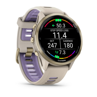 картинка Часы Garmin FORERUNNER 970 серые, золотистый титановый безель, с серым/индиго ремешком от магазина DivingWolf
