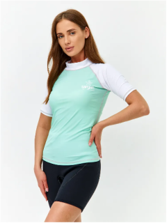 Футболка рашгард кор.рукав Сарган "Агидель 1.0" жен. UPF 50+, св.мятный/белый, L